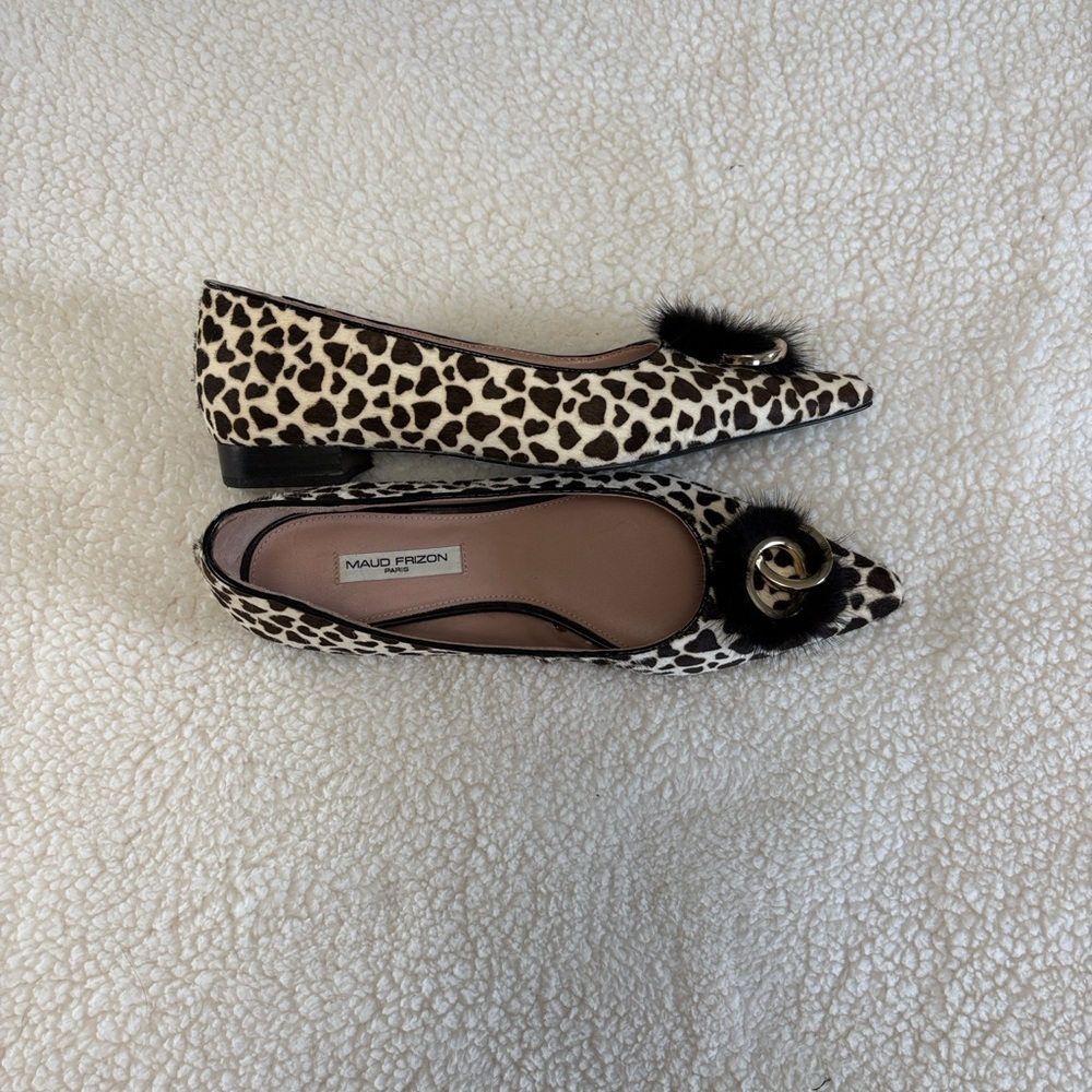 Maud Frizon Leopard Print‎ Flats Calf Hair Brown Cream Size 8.5